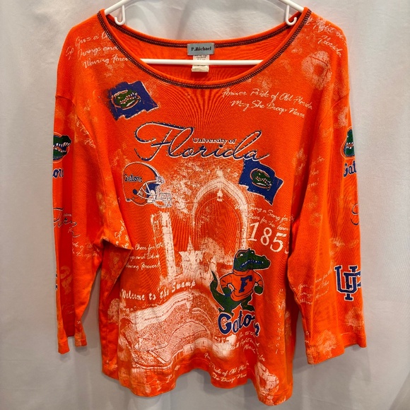 P.Michael Florida Gators Women's All Over Print Orange Long Sleeve Shirt Size L - Picture 1 of 11